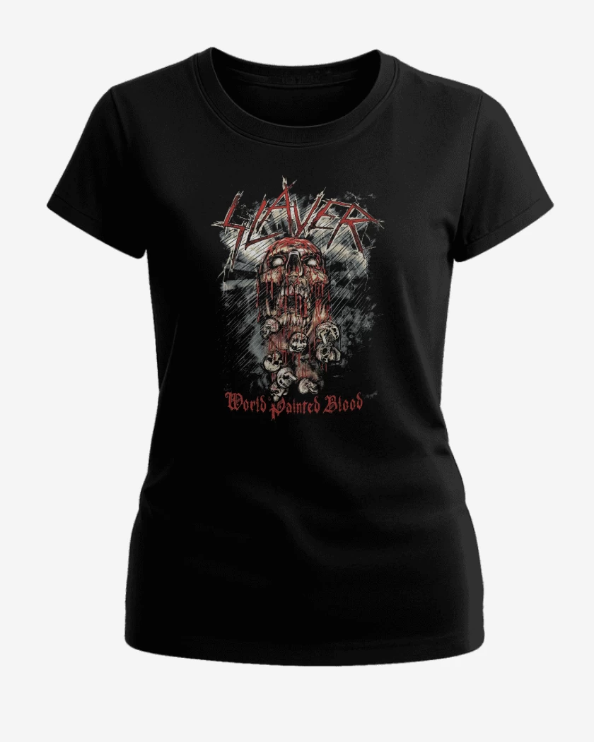Polera de Mujer Negro de Slayer World Painted Blood