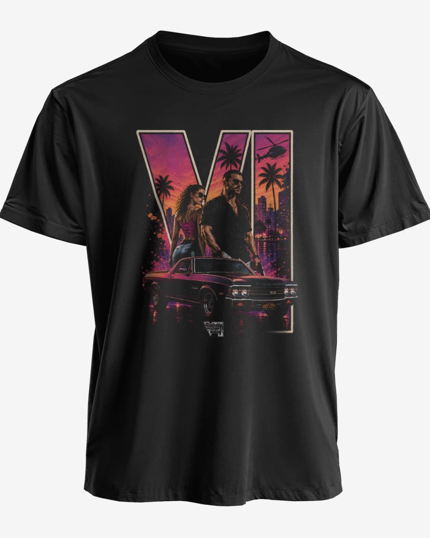 Polera premium Negro de Grand theft Auto VI