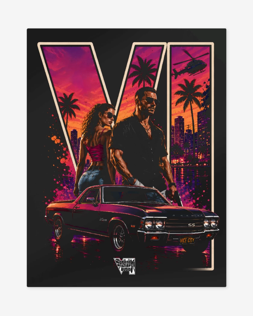 Print metalico Negro de Grand theft Auto VI