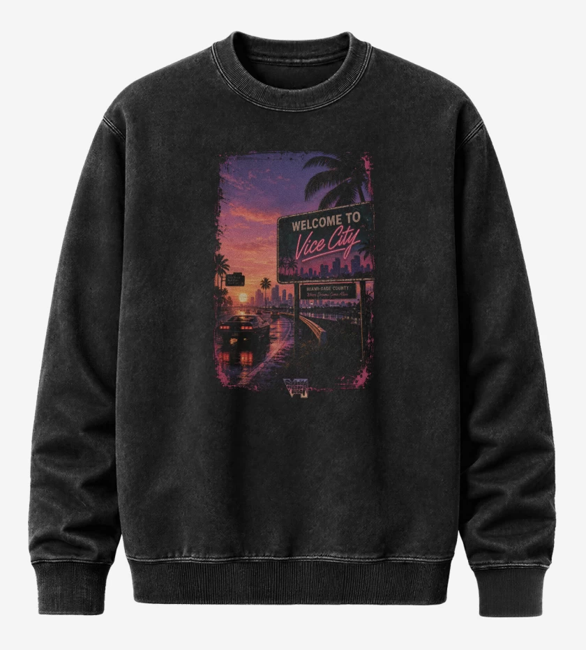 Poleron Polo Acid Wash Negro de Welcome to Vicy City