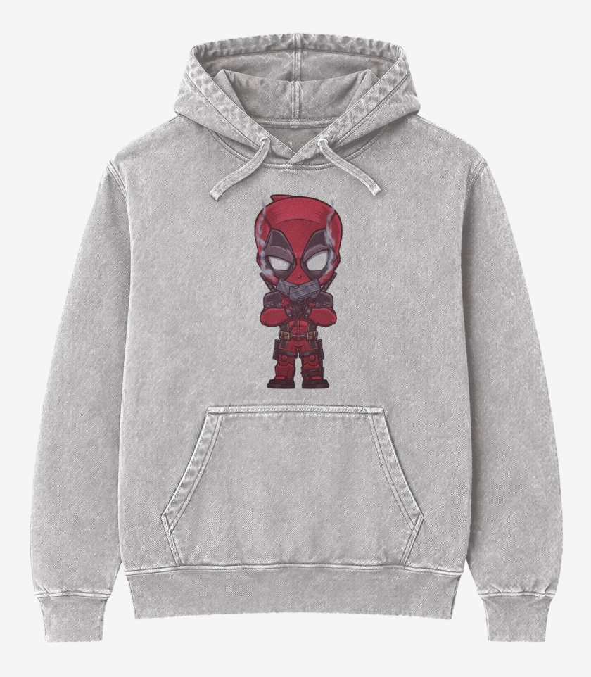 Poleron Canguro Acid Wash Gris Melange de Poolcito