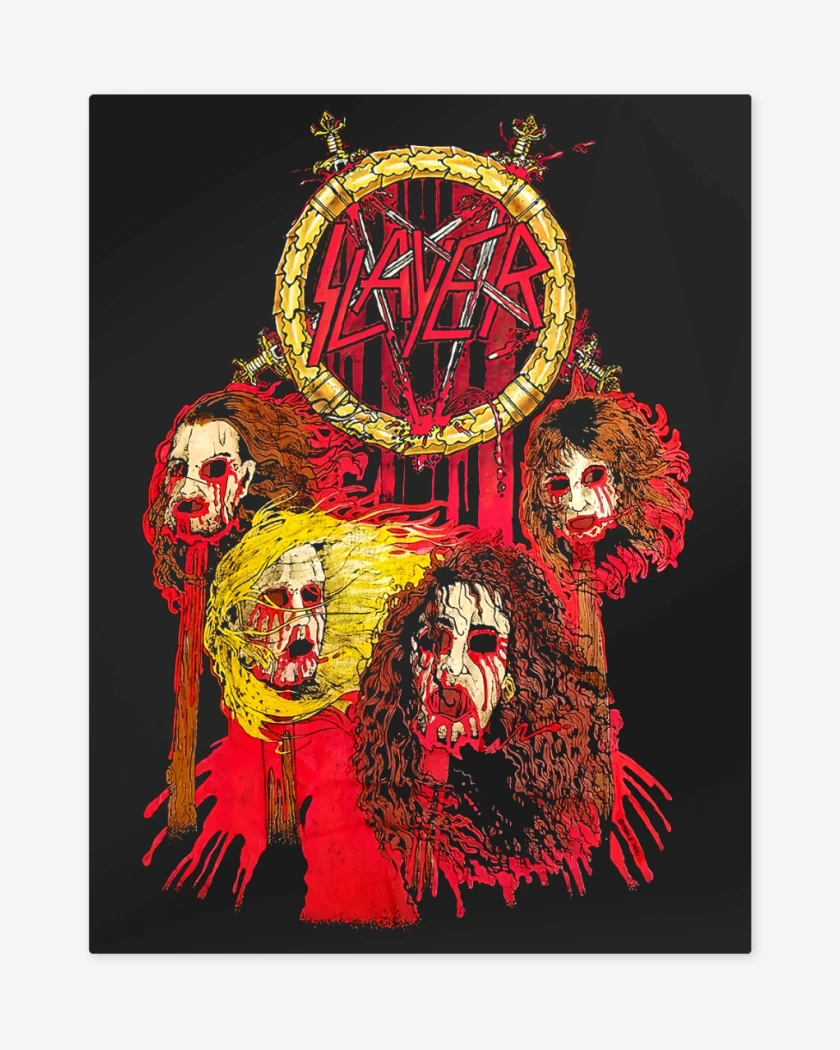 Print metalico Negro de Slayer Band Heads