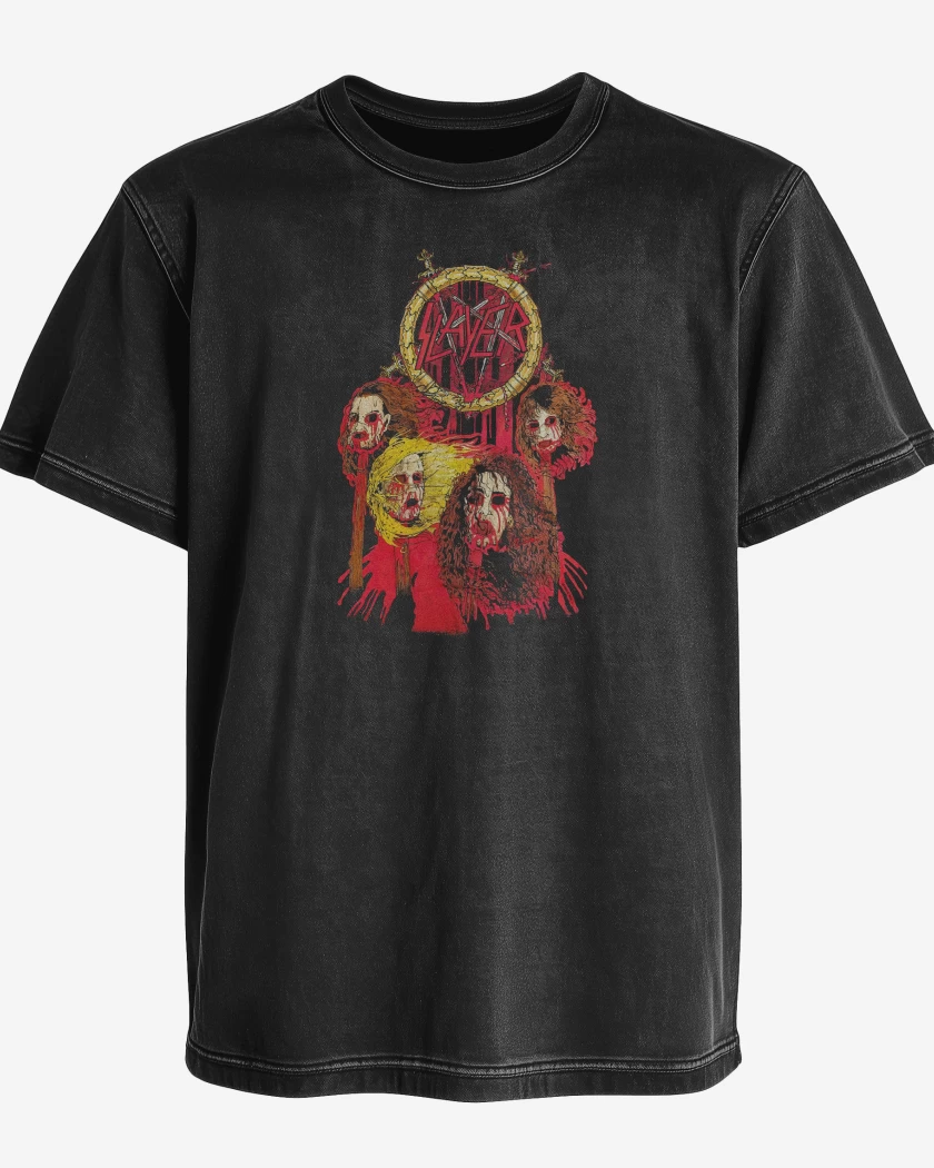 Polera desgastada Slayer Band Heads