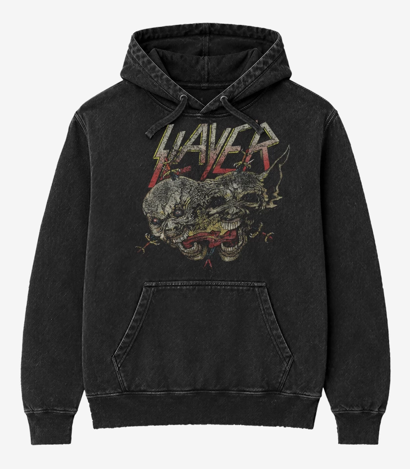 Poleron Canguro Acid Wash Negro de Slayer Two Faced 