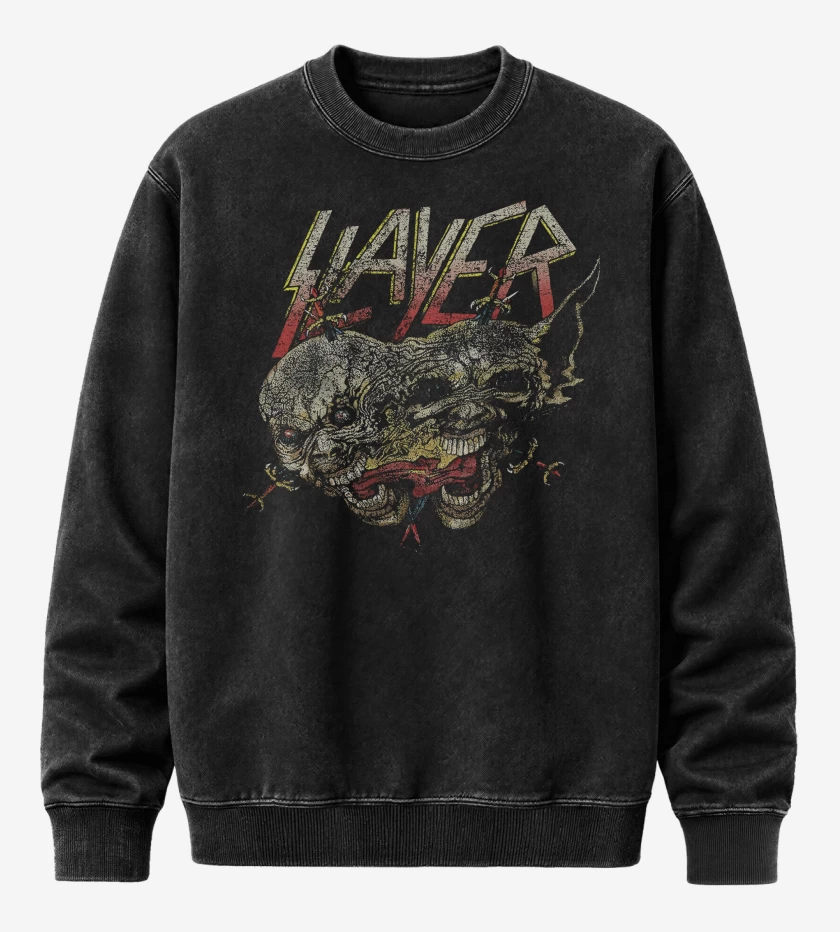 Poleron Polo Acid Wash Negro de Slayer Two Faced 