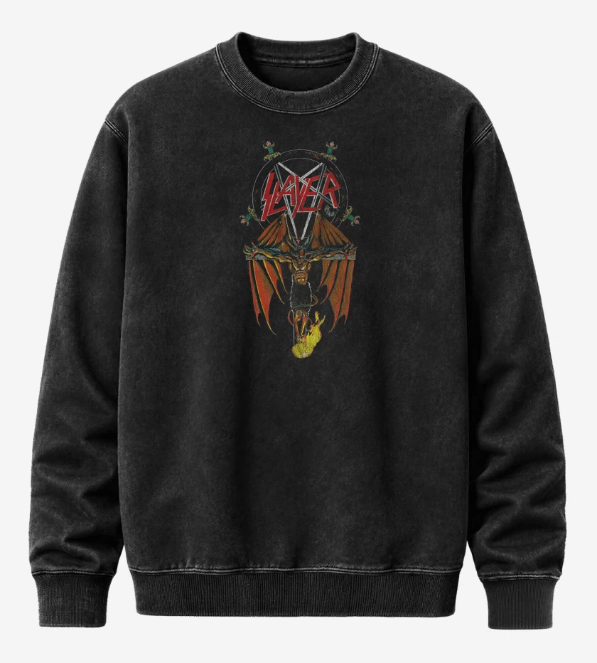 Poleron Polo Acid Wash Negro de Slayer Cross