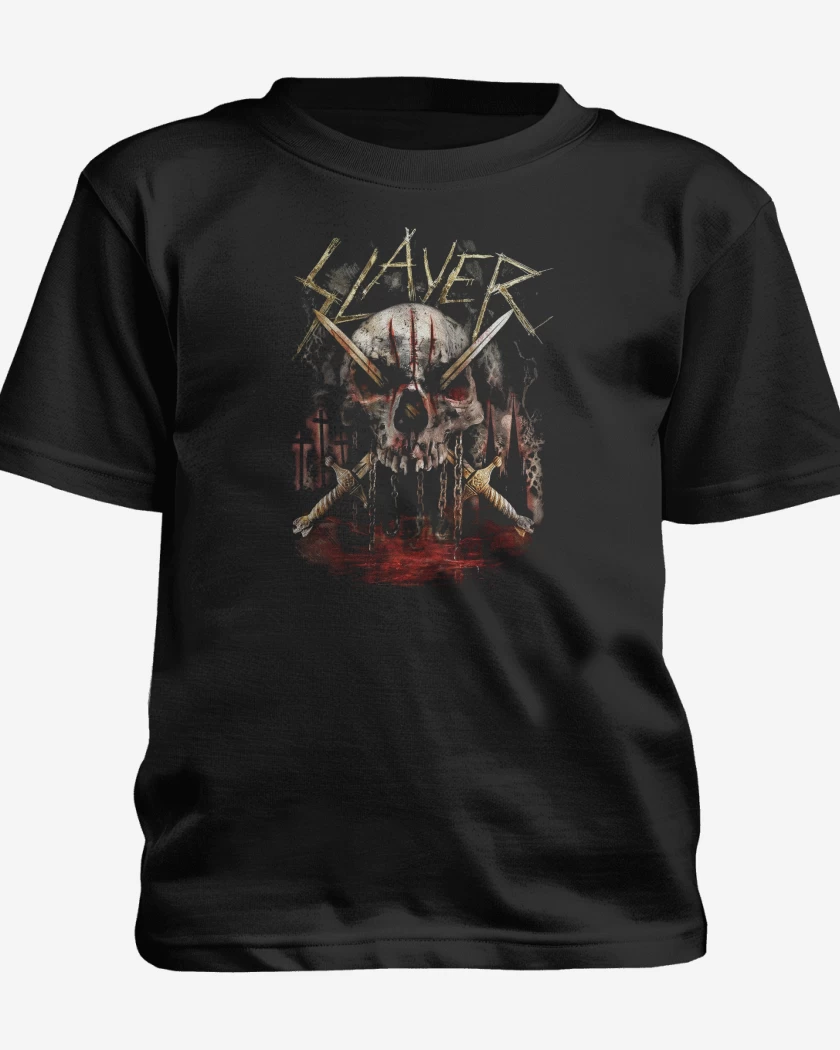 Polera de niño Negro de Slayer Calavera 