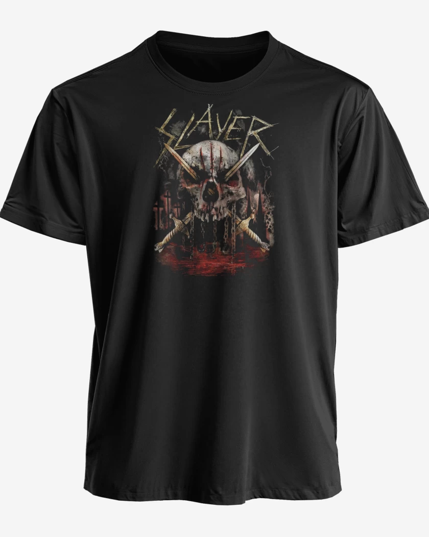 Polera premium Negro de Slayer Calavera 