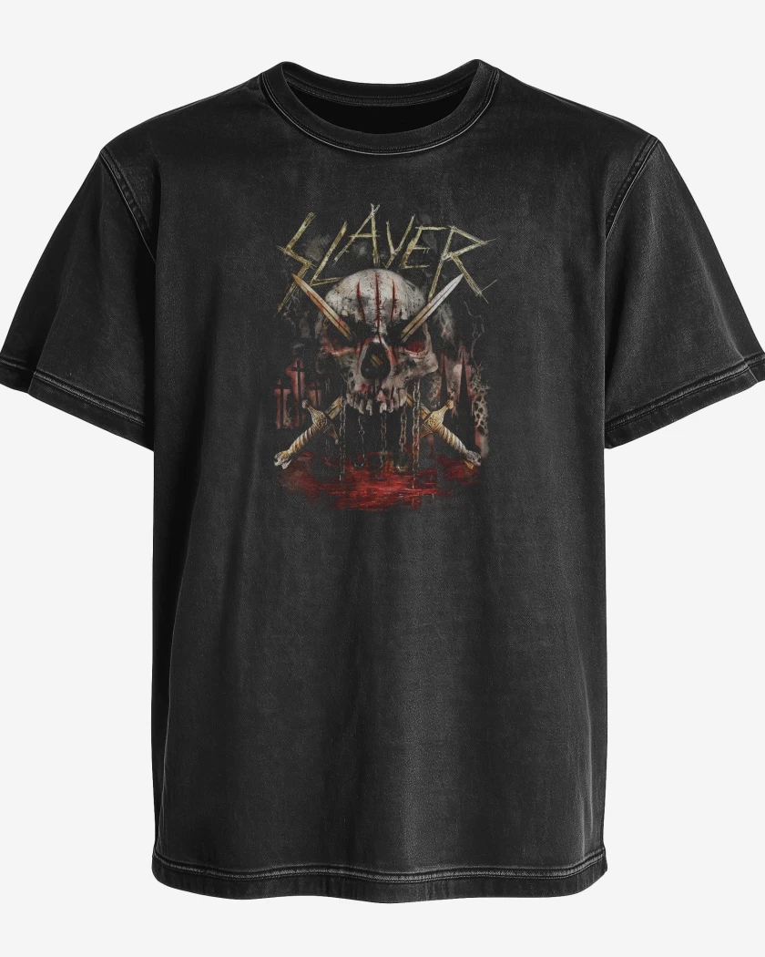 Polera desgastada Slayer Calavera 