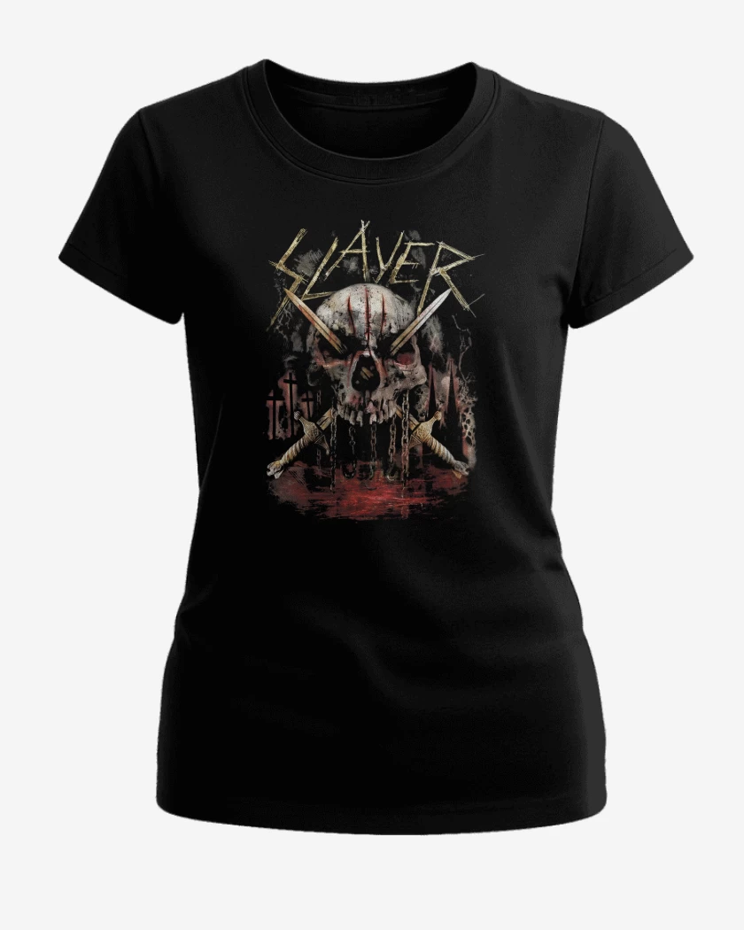 Polera de Mujer Negro de Slayer Calavera 