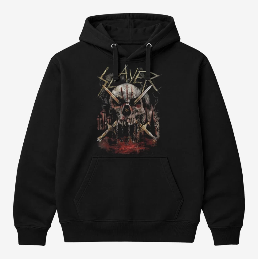 Polerón Canguro Negro de Slayer Calavera 