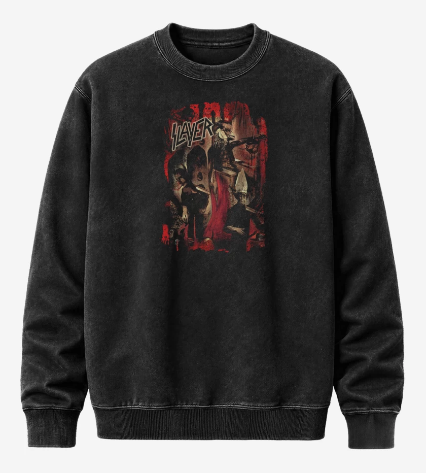 Poleron Polo Acid Wash Negro de Slayer Reign