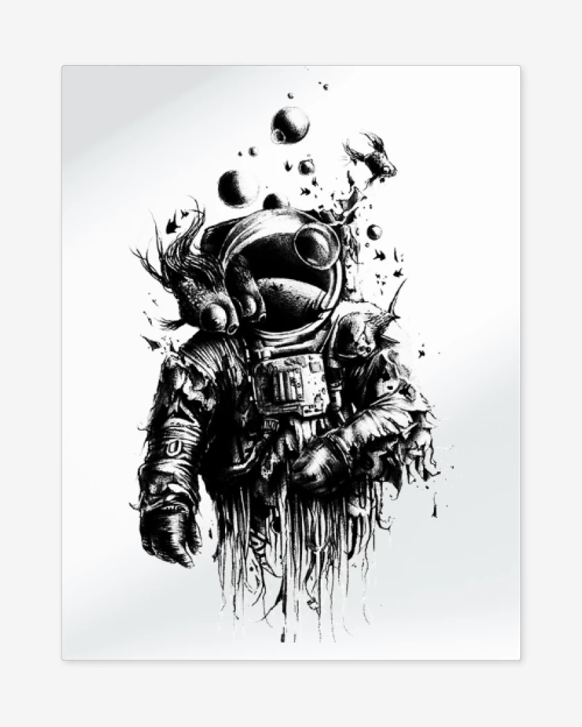 Print metalico Blanco de Astronauta 8
