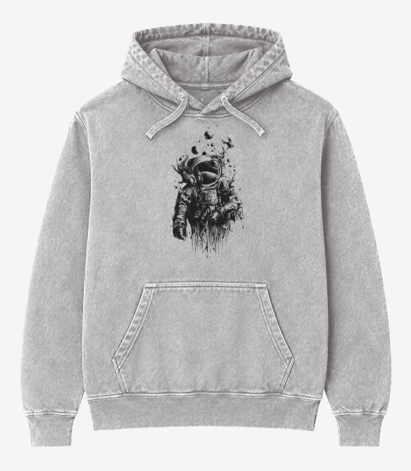 Poleron Canguro Acid Wash Gris Melange de Astronauta 8