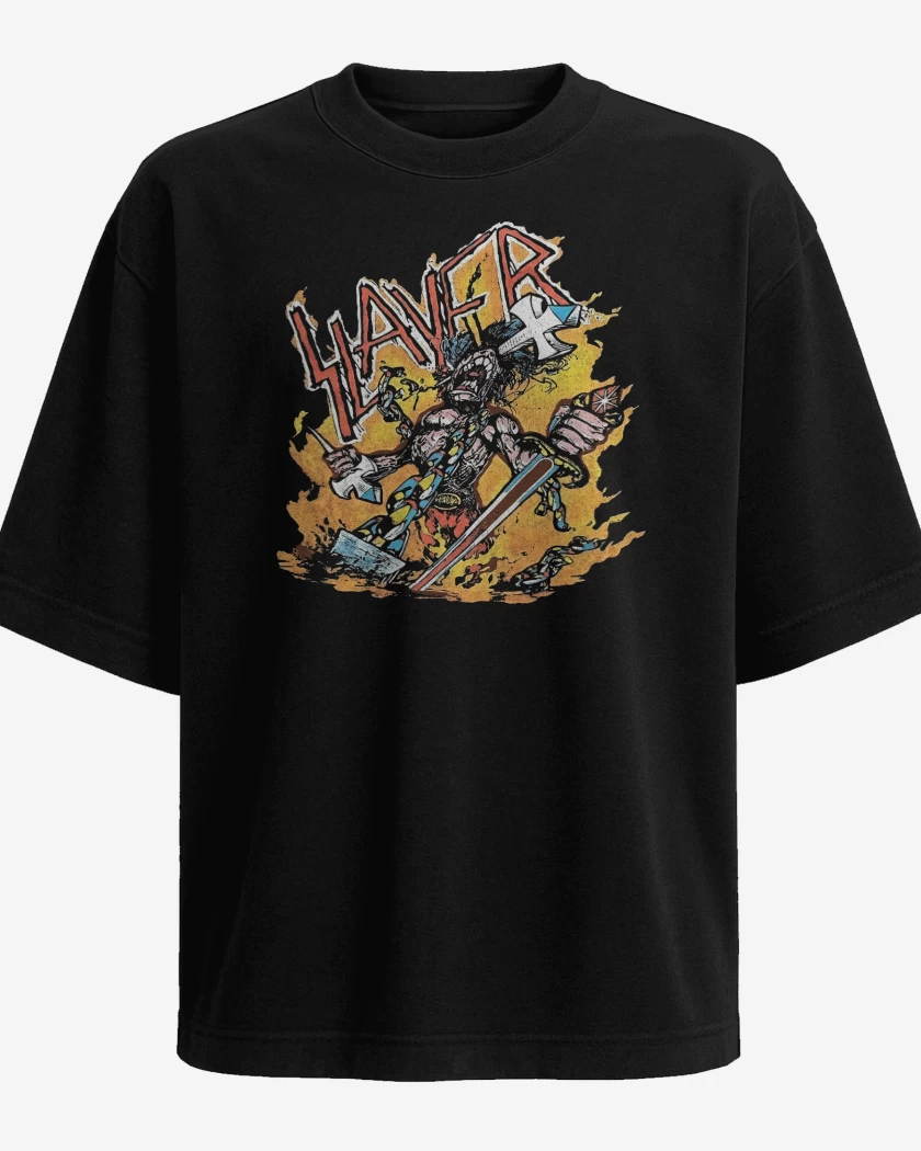 Polera Oversize Negro de Slayer Vintage 