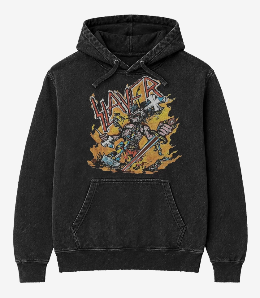 Poleron Canguro Acid Wash Negro de Slayer Vintage 