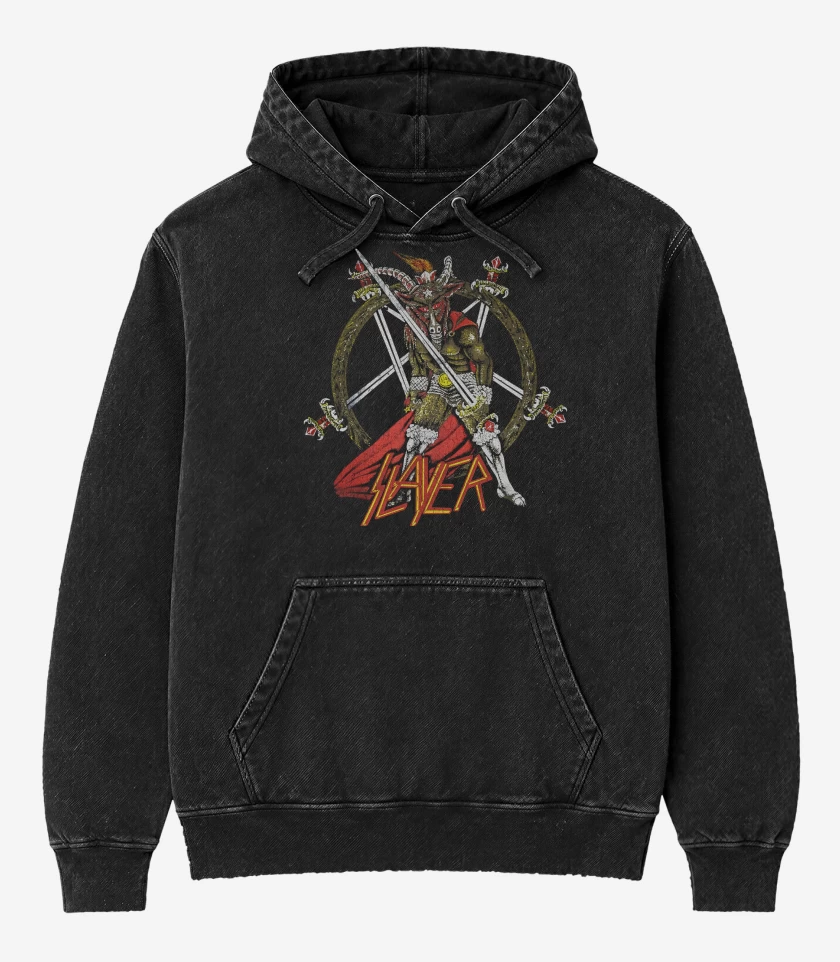 Poleron Canguro Acid Wash Negro de Slayer Show No Mercy
