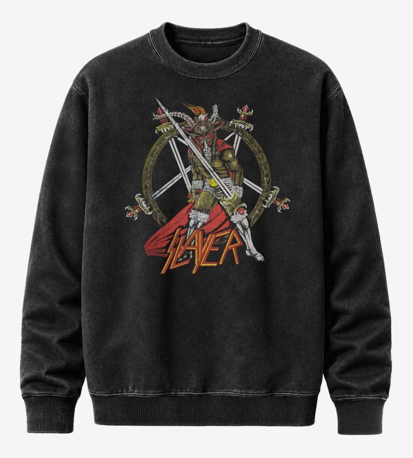 Poleron Polo Acid Wash Negro de Slayer Show No Mercy