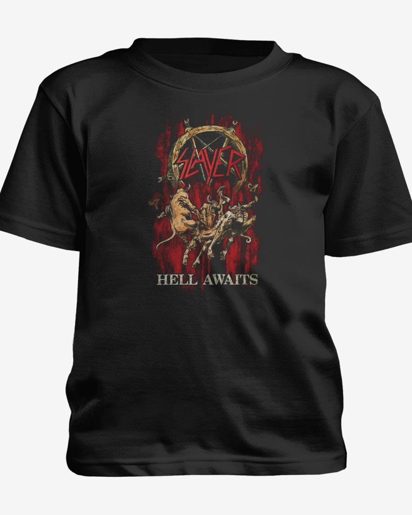 Polera de niño Negro de Slayer Hell Awaits 