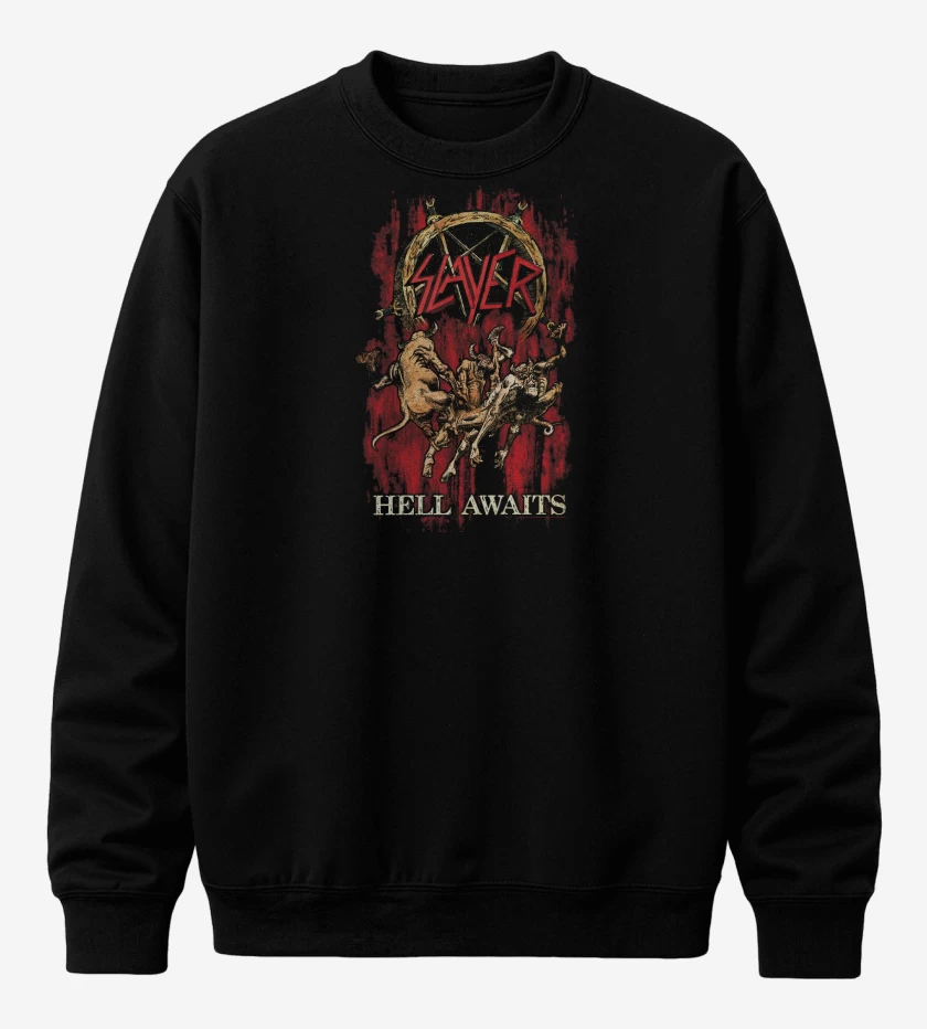 Poleron polo Negro de Slayer Hell Awaits 