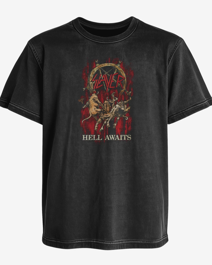 Polera desgastada Slayer Hell Awaits 