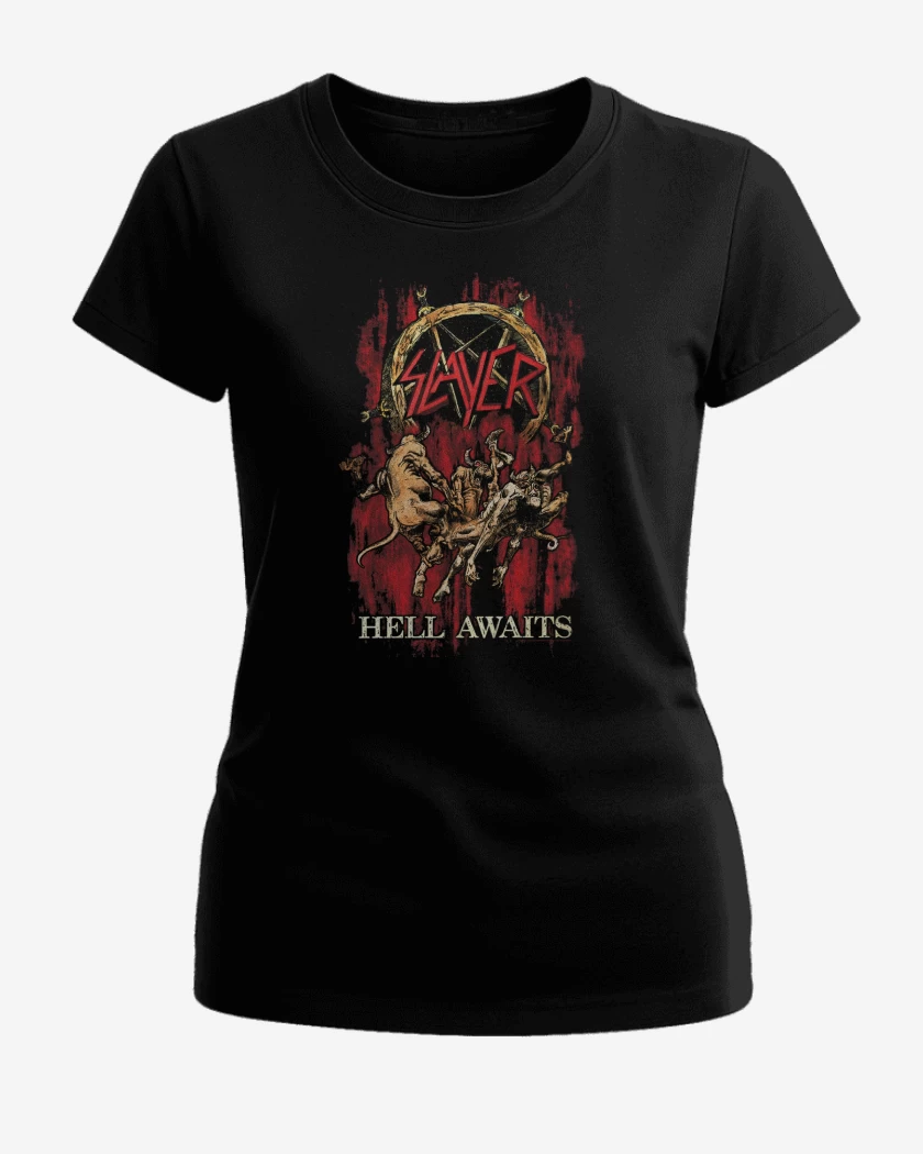 Polera de Mujer Negro de Slayer Hell Awaits 