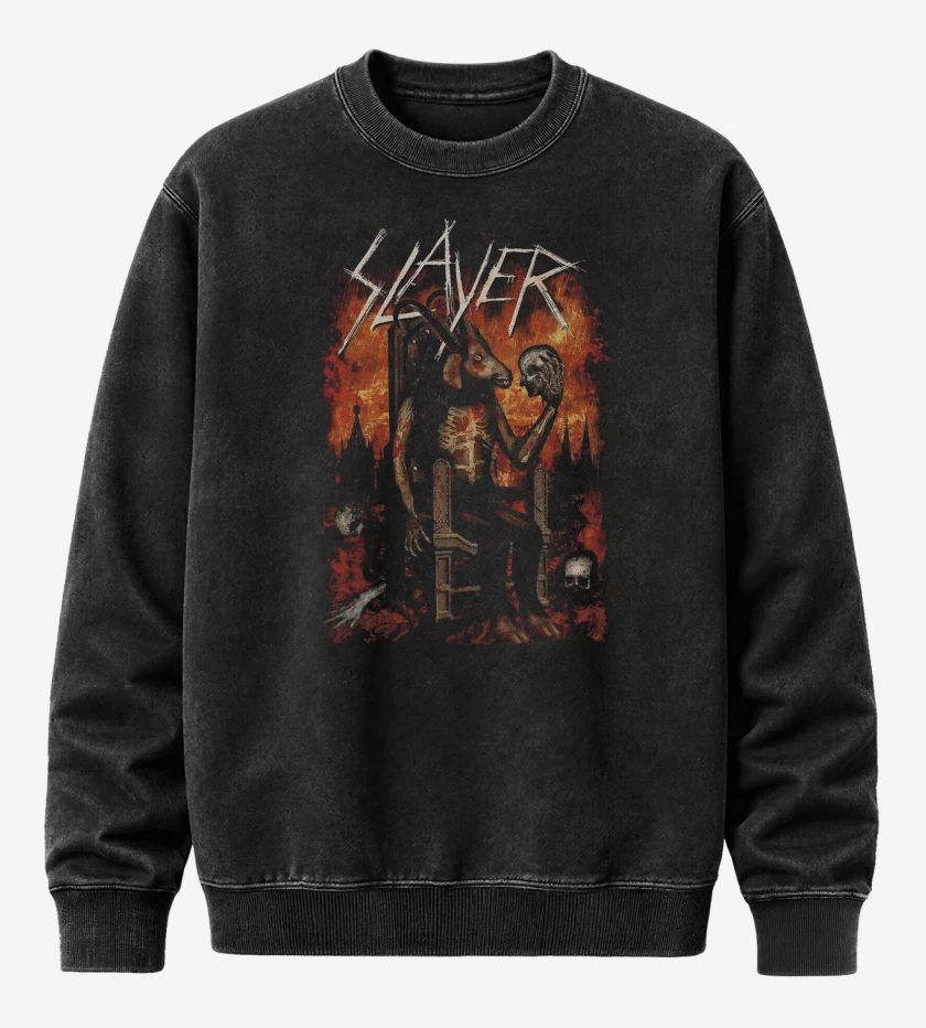 Poleron Polo Acid Wash Negro de Slayer Reign in Blood II