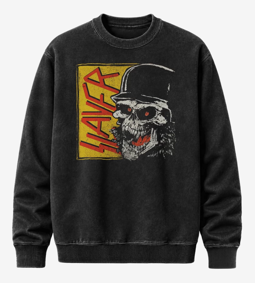Poleron Polo Acid Wash Negro de Slayers 80s