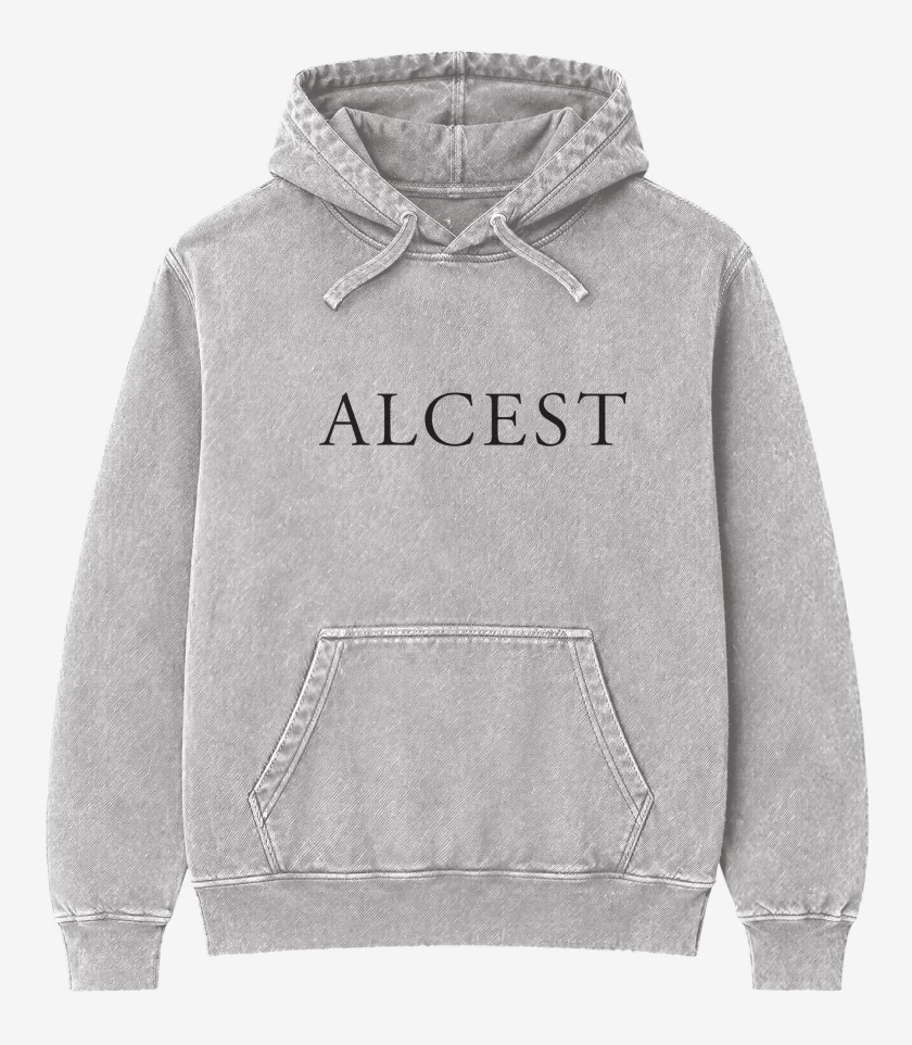 Poleron Canguro Acid Wash Gris Melange de Alcest Logo I N