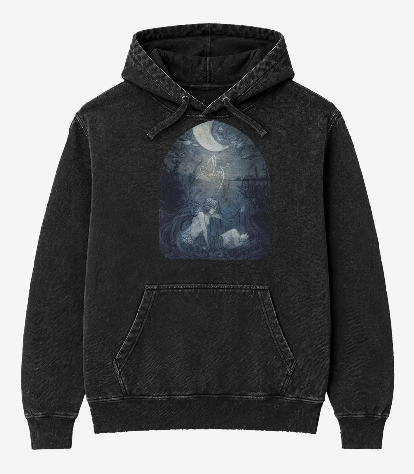 Poleron Canguro Acid Wash Negro de Alcest Ecailles de lune 