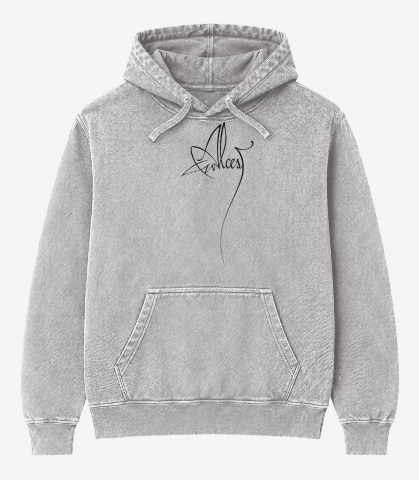 Poleron Canguro Acid Wash Gris Melange de Alcest Logo II 