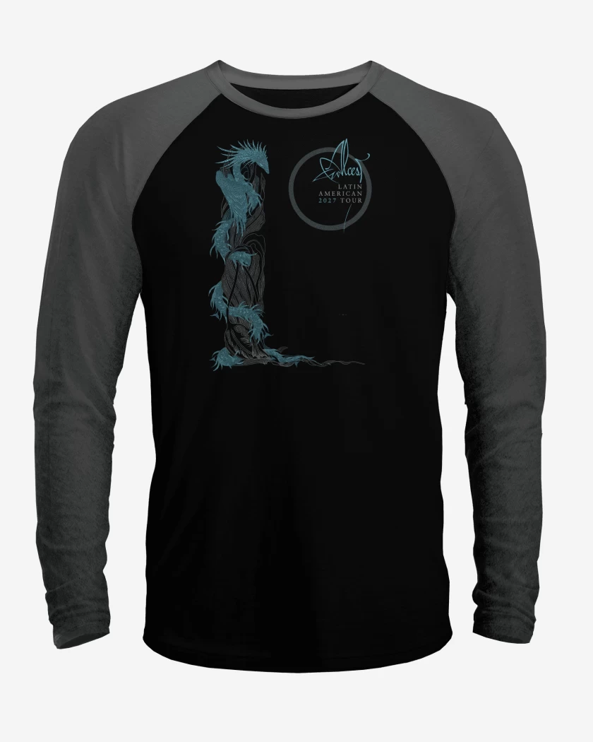 Polera Raglan Negro / Negro Heather de Alcest Tour 