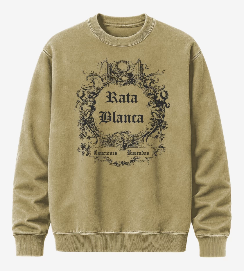 Poleron Polo Acid Wash Beige de Rata Blanca Canciones Buscadas N