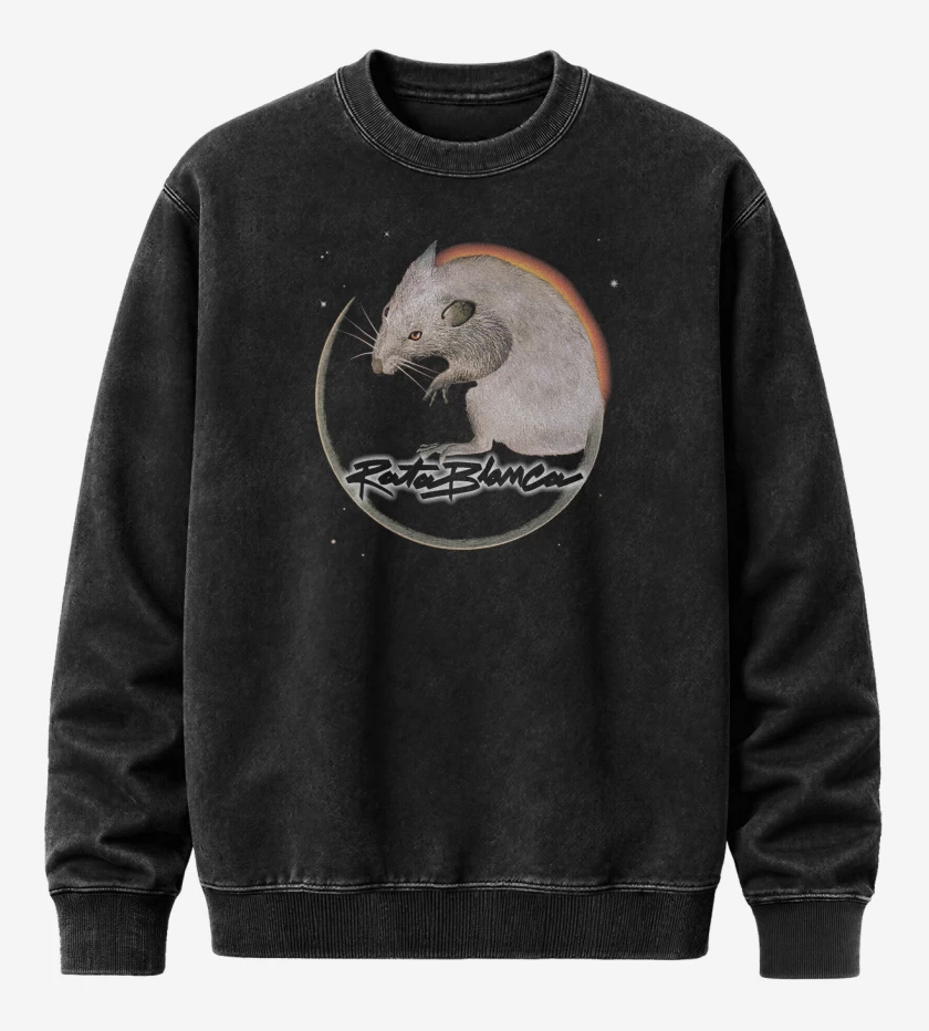 Poleron Polo Acid Wash Negro de Rata Blanca