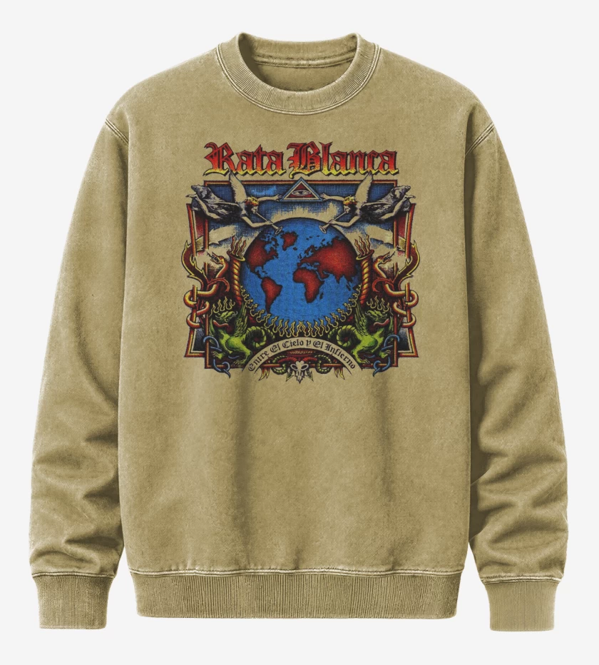 Poleron Polo Acid Wash Beige de Rata Blanca Entre el Cielo y el Infierno