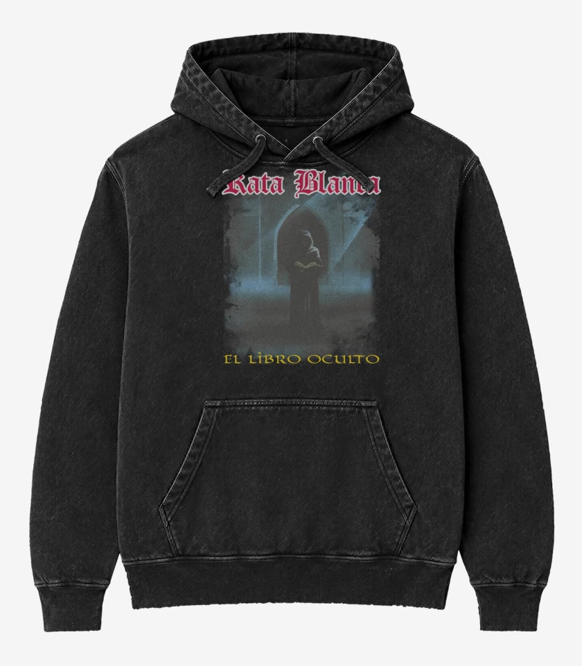 Poleron Canguro Acid Wash Rata Blanca El Libro Oculto
