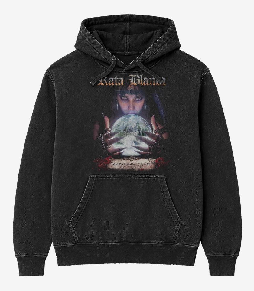 Poleron Canguro Acid Wash Rata Blanca Mago y Espadas
