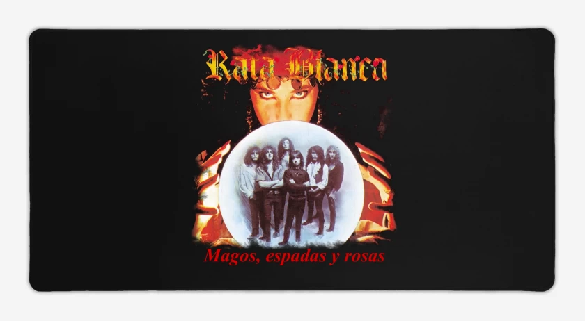 Mouse pad Gamer Rata Blanca Mago Espadas y Rosas