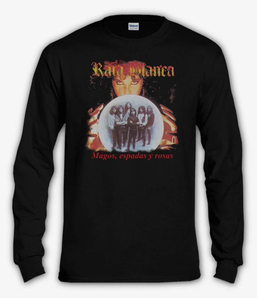 Polera manga larga Rata Blanca Mago Espadas y Rosas