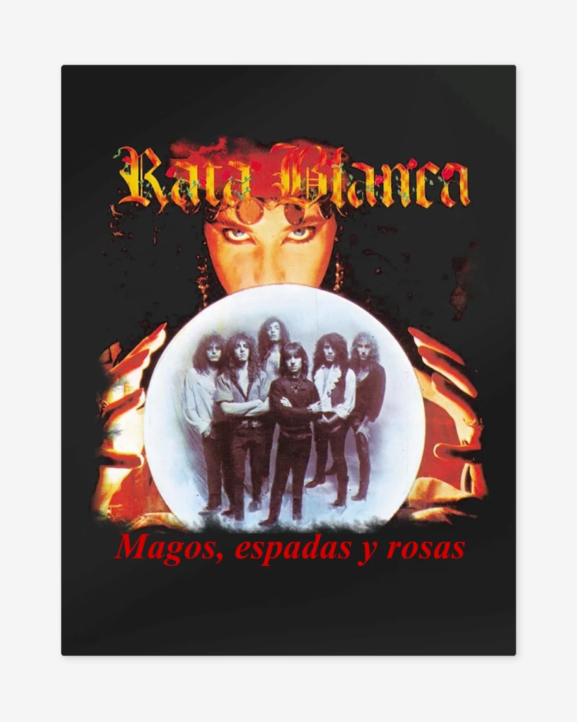 Print metalico Rata Blanca Mago Espadas y Rosas