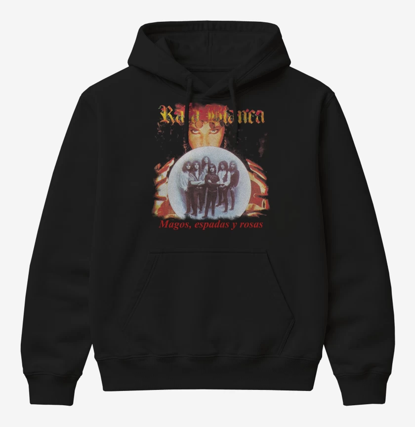 Poleron Canguro básico Rata Blanca Mago Espadas y Rosas