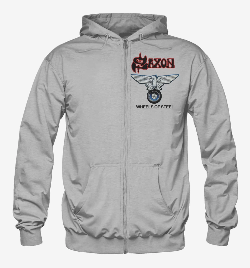 Poleron Canguro con cierre Gris Melange de Saxon Wheels