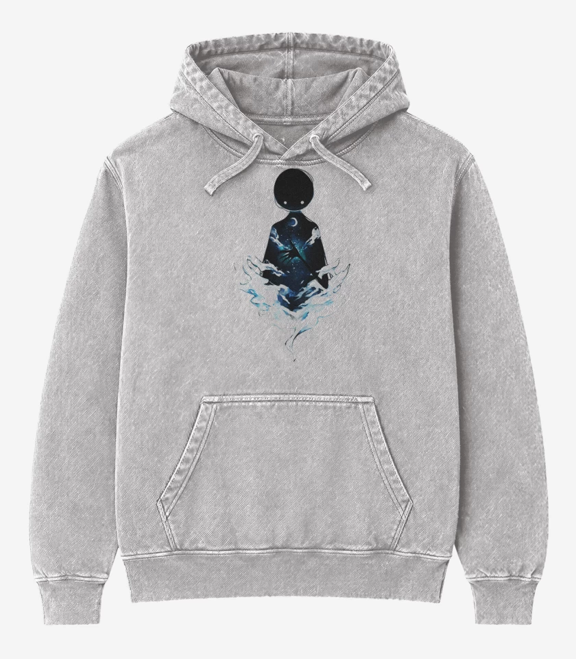 Poleron Canguro Acid Wash Gris Melange de El Ma