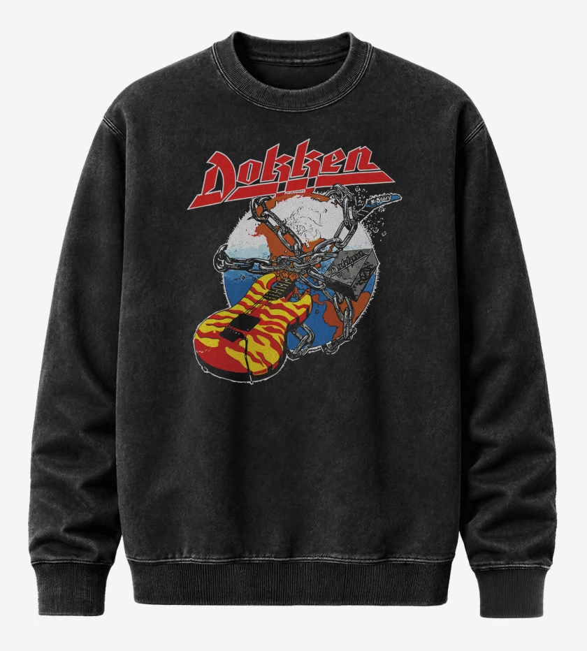 Poleron Polo Acid Wash Negro de Rokken with Dokken