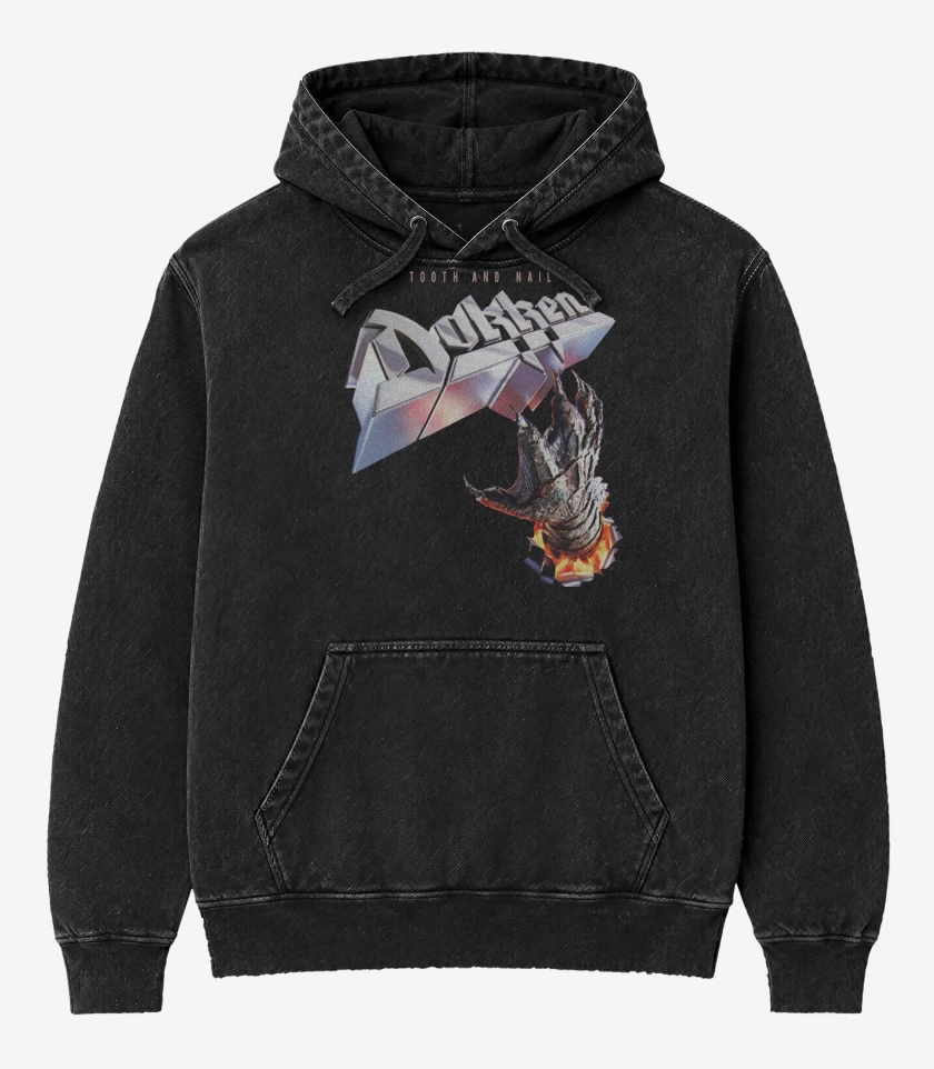Poleron Canguro Acid Wash Negro de Dokken Tooth and Nail
