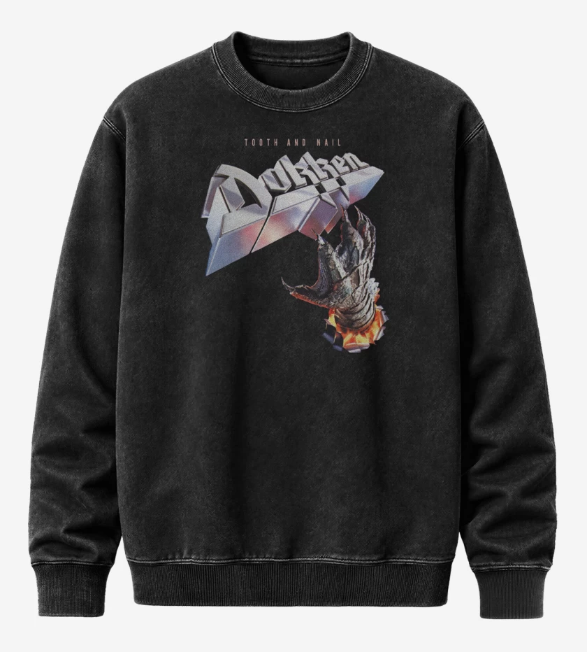 Poleron Polo Acid Wash Negro de Dokken Tooth and Nail