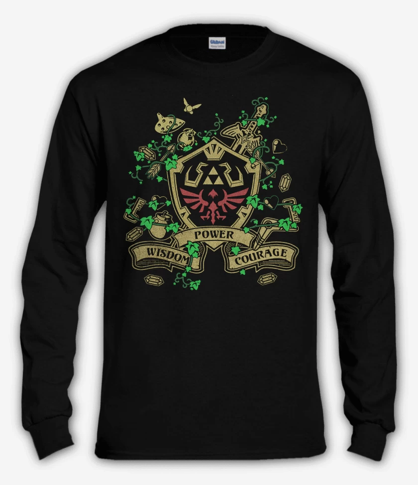 Polera manga larga Negro de Power wisdom courage v2