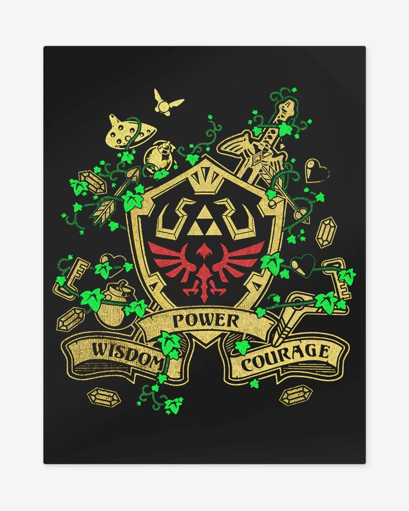 Print metalico Negro de Power wisdom courage v2