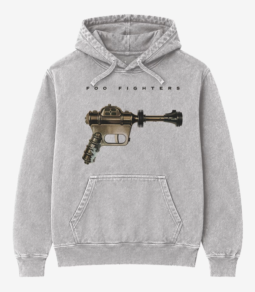 Poleron Canguro Acid Wash Gris Melange de Foo Fighters album