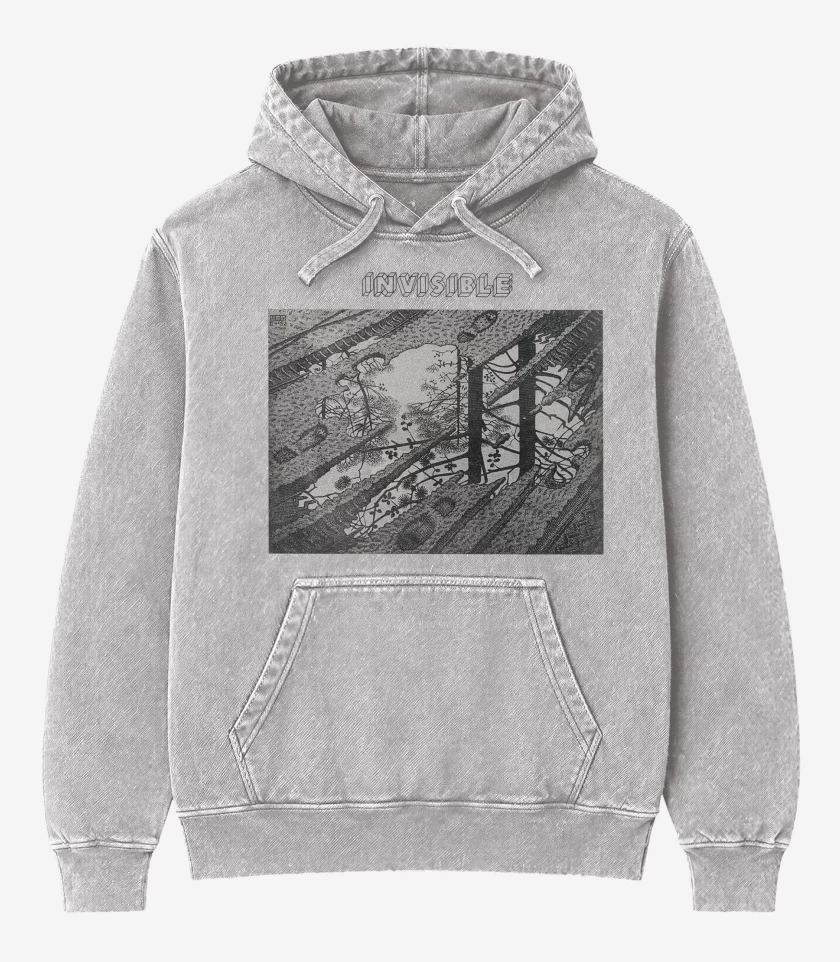 Poleron Canguro Acid Wash Gris Melange de Invisible